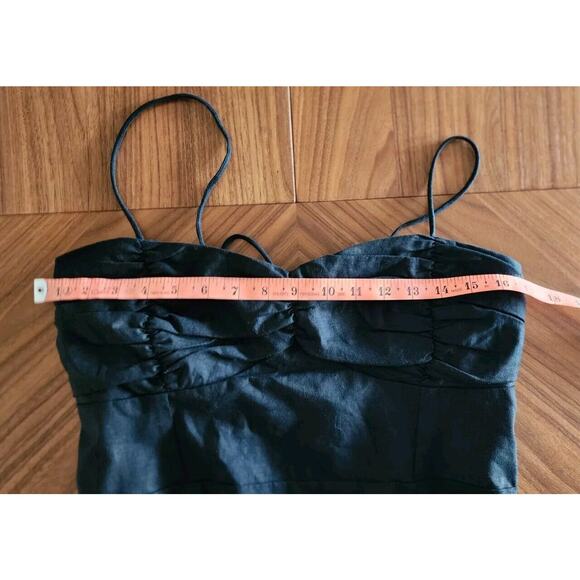 ZARA Linen Blend Strappy Keyhole Back Midi Dress in Black WOMEN'S XL - Picture 8 of 11